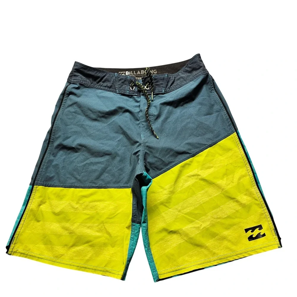 Billabong Platinum X Recycler Board Shorts Mens 27 Blue Yellow Beachwear Surf
